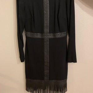Bebe black fringe dress size 10.
